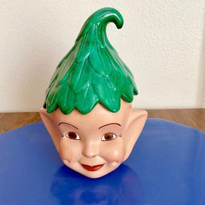 #21   VINTAGE HAND PAINTED PIXIE ELF COOKIE JAR