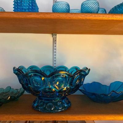 133: Mid Century Blue Glass Lot 