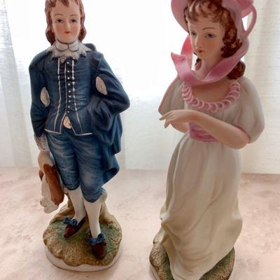 #55    VINTAGE LEFTON PINKIE & BLUE BOY FIGURINES