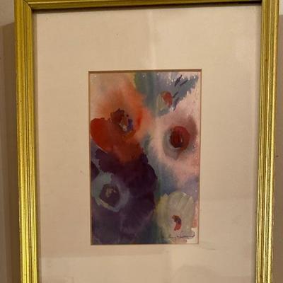 155: Framed Original Floral Watercolor by Jean Ranney Smith 