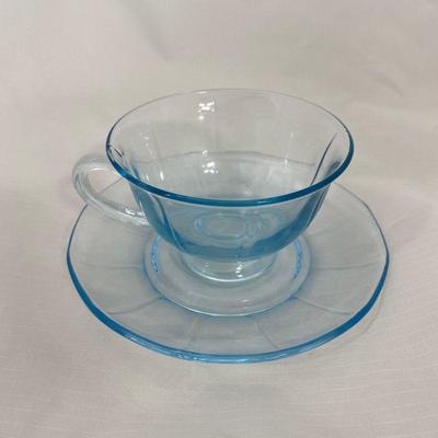 .69. Blue and Amber Depression Glass