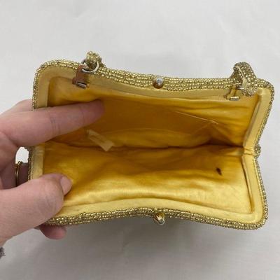 .79. 40s Hand-Beaded Gold Evening Bag