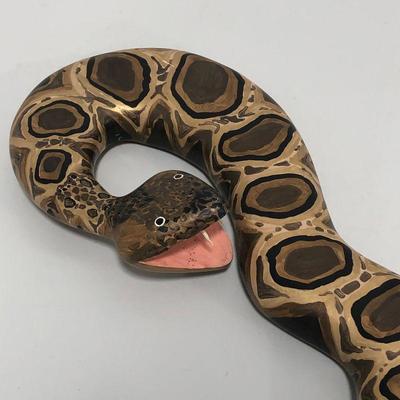 .100. Folk Art Hand-Carved Rattlesnake