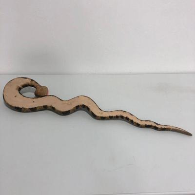 .100. Folk Art Hand-Carved Rattlesnake
