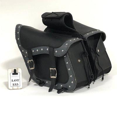 .135. Leather Dual Slant Saddle Bags