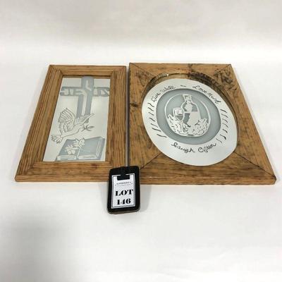 .146. Religious Hand Etched Mirrors