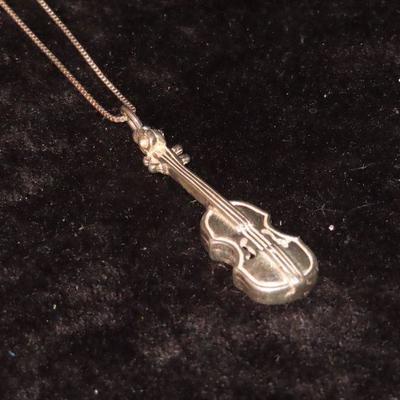 Sterling Guitar Necklace 