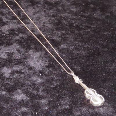 Sterling Guitar Necklace 