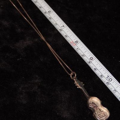 Sterling Guitar Necklace 