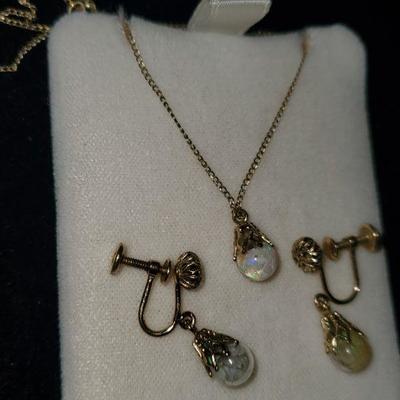 14K Mecklace and Earrings 