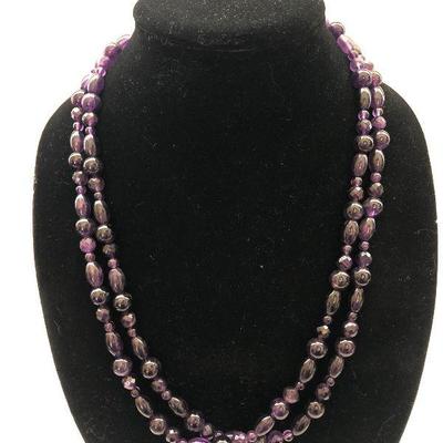 J2: Gorgeous Jay King Double Strand of Amethyst Beads withSterling Silver Clasp