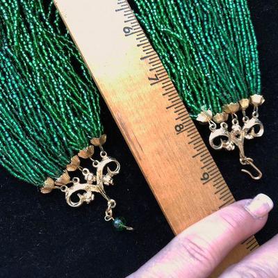 J5:  Multi-Strand Necklace and clip on earring set
