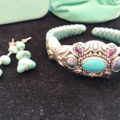J11:  Carolyn Pollack Bracelet and a pr of turquoise Earrings