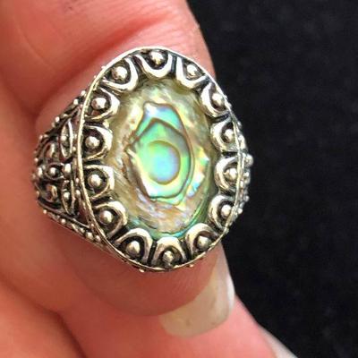 J18:  Sterling and Abalone Ring size 6