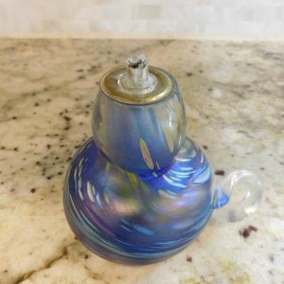 Phoenician Glass Swirl Blue Oil Lantern 3