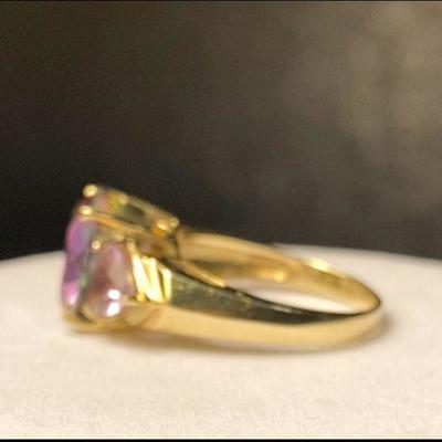 J55:  10k gold Tourmaline Ring size 6.5