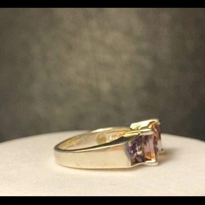 J74: Sterling Ametrine Two-Toned Gemstone Ring