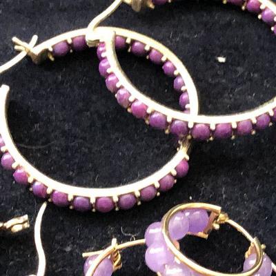 J81: 3 Pair of Purple Earrings