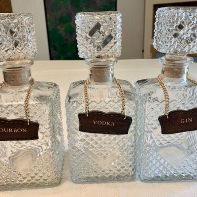 #86    VINTAGE LIQUOR DECANTERS BOUBON VODKA & GIN
