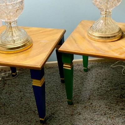 #99    PAIR OF PAINTED END TABLES FAUX FINISH