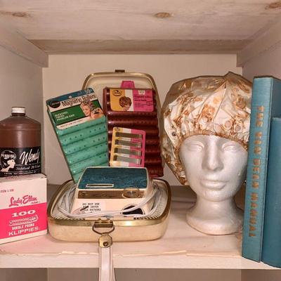 #107    VINTAGE BEAUTY SHOP  HAIR DRYER ROLLERS TEXTBOOKS