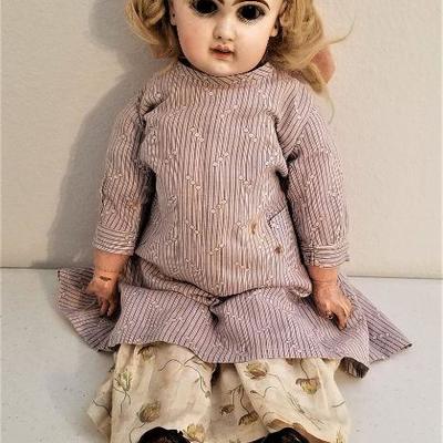 Lot #12  Antique German Bisque Doll in period clothing