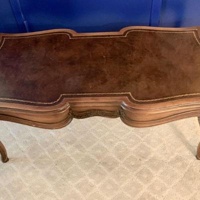 #137    VINTAGE FRENCH STYLE LEATHER TOP COFFEE TABLE