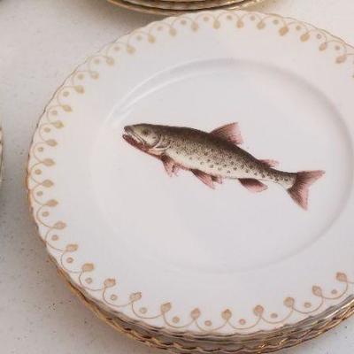 Lot #29  Set of Antique Fish Plates with Matching Sauce Boat