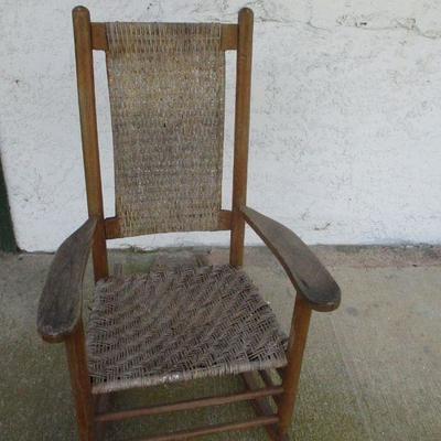 Lot 62 - Antique Shaker Style Rush Seat Wooden Rocking Chair