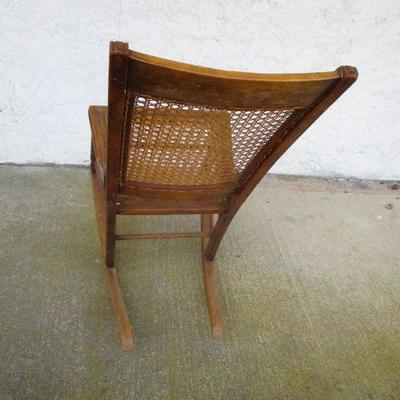 Lot 63 - Nice Antique Walnut and Cane Back and Seat Wooden Rocking Chair
