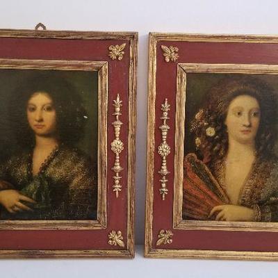 Lot #31  Pair of Florentine-type portraits - home decor
