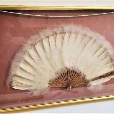 Lot #37  Vintage Ostrich-trimmed Fan in Shadow Box
