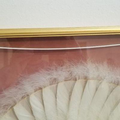 Lot #37  Vintage Ostrich-trimmed Fan in Shadow Box