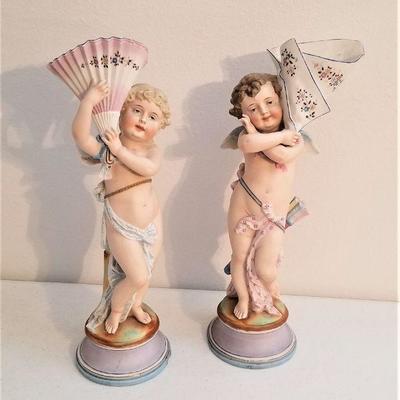 Lot #39  Pair of Antique Bisque Porcelain Spill Vases