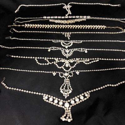 .165. Ten Vintage Rhinestone Necklaces
