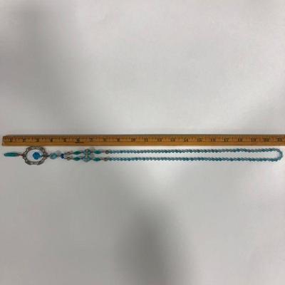 .168. 20s Art Deco Turquoise Beaded Necklace