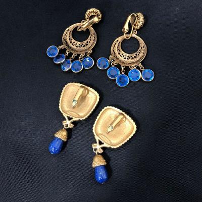 .176. Blue Clip Earrings