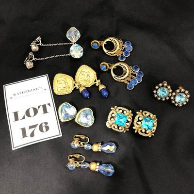 .176. Blue Clip Earrings