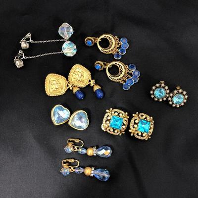 .176. Blue Clip Earrings