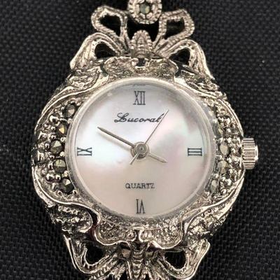 .185. Marcasite Watch and Earrings Set