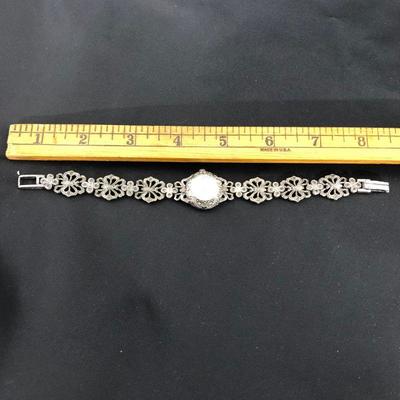 .185. Marcasite Watch and Earrings Set