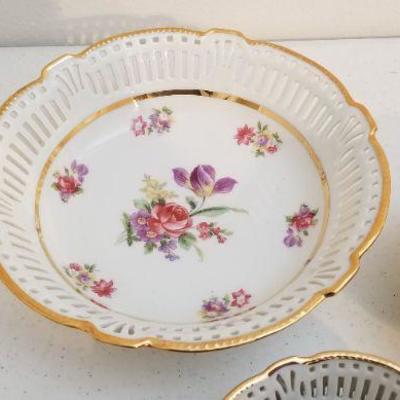 Lot #45  Vintage Berry Set - pierced design, floral decoration