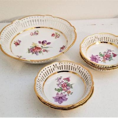 Lot #45  Vintage Berry Set - pierced design, floral decoration