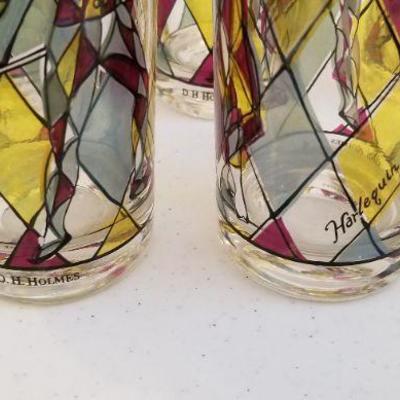 Lot #46  Set of Seven Retired "Harlequin" Hi-Ball glasses - vintage barware