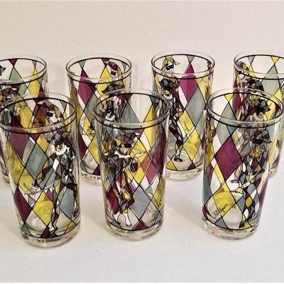 Lot #46  Set of Seven Retired "Harlequin" Hi-Ball glasses - vintage barware