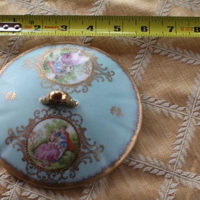Lot #1: Vintage Hand Painted Ceramic 3-Leg Dish w/ Lid