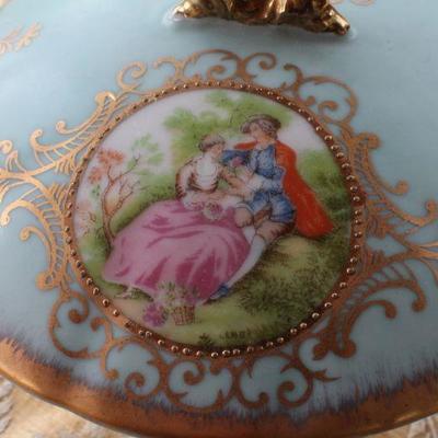 Lot #1: Vintage Hand Painted Ceramic 3-Leg Dish w/ Lid