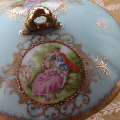 Lot #1: Vintage Hand Painted Ceramic 3-Leg Dish w/ Lid