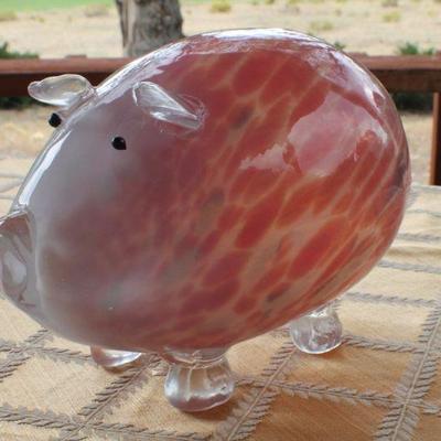 Lot #2: Vintage Pier 1â„¢ Blown Glass Art Pig