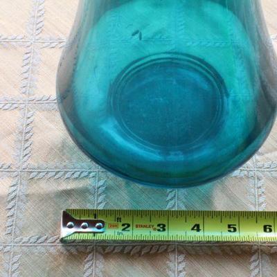 Lot #20: Mid Century Tall Clear Blue Deco Glass Vase